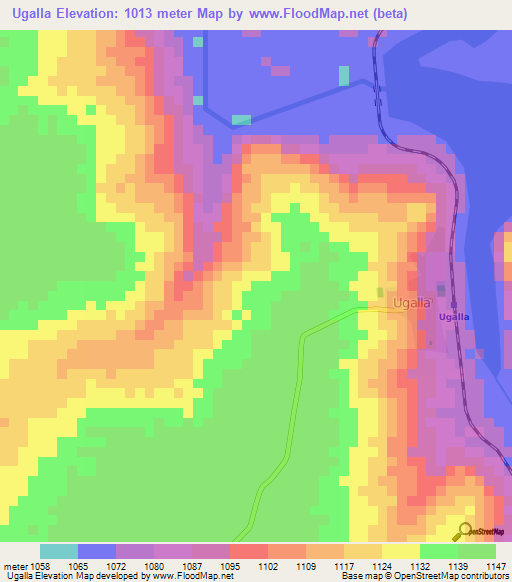 Ugalla,Tanzania Elevation Map