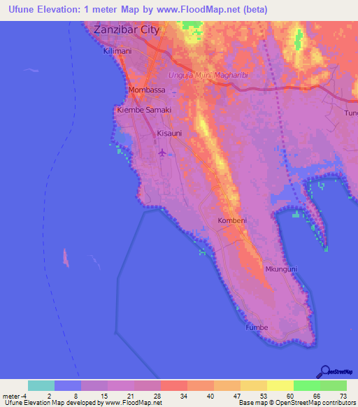 Ufune,Tanzania Elevation Map