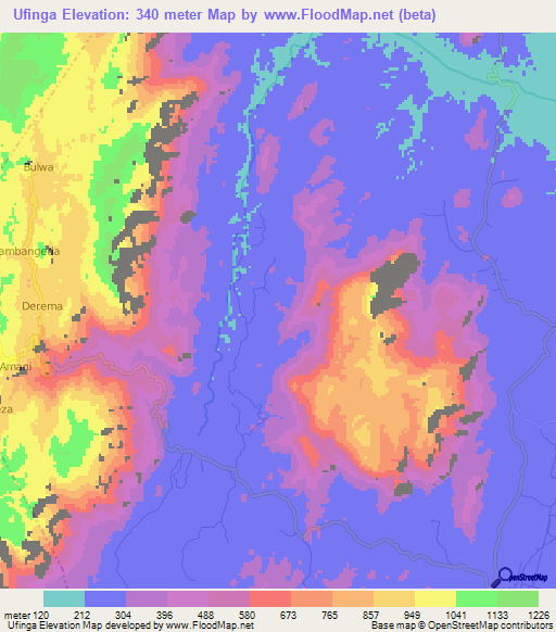 Ufinga,Tanzania Elevation Map