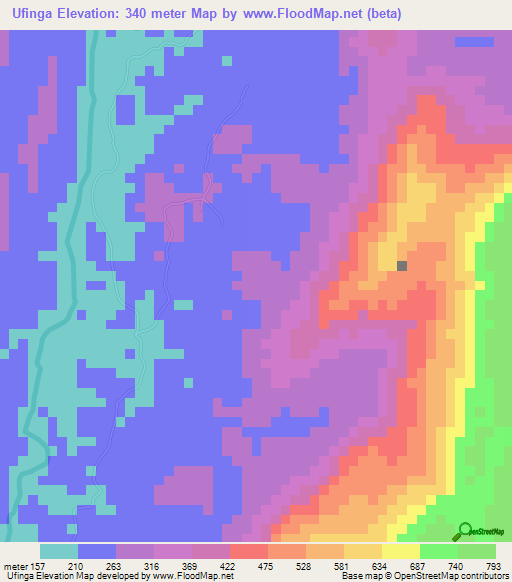 Ufinga,Tanzania Elevation Map