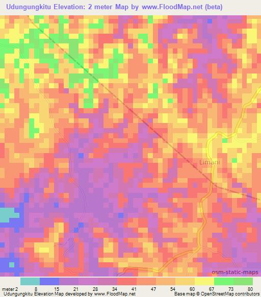 Udungungkitu,Tanzania Elevation Map