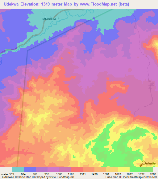 Udekwa,Tanzania Elevation Map