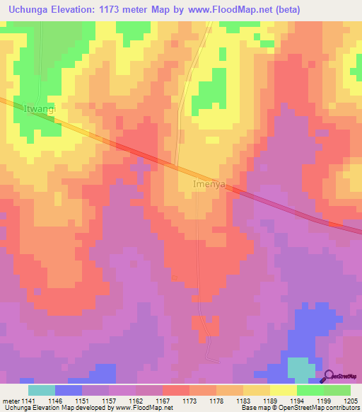 Uchunga,Tanzania Elevation Map