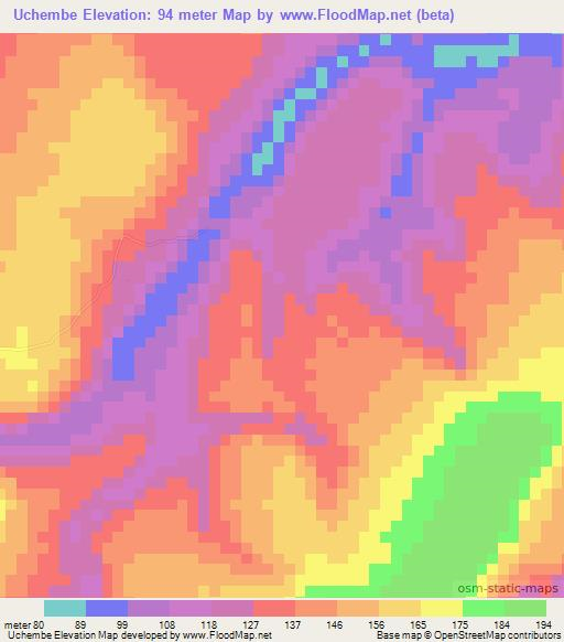 Uchembe,Tanzania Elevation Map