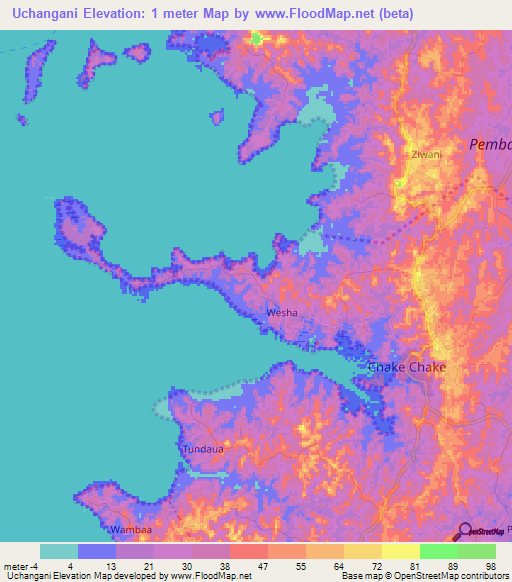 Uchangani,Tanzania Elevation Map