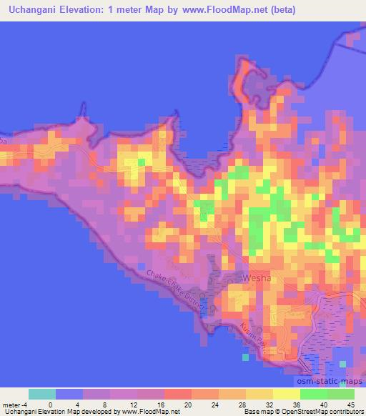 Uchangani,Tanzania Elevation Map