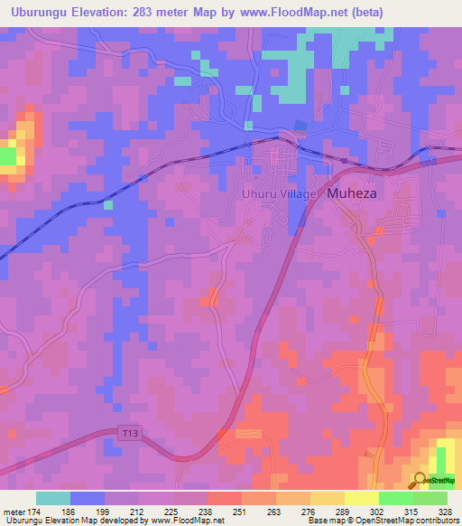 Uburungu,Tanzania Elevation Map