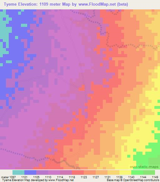 Tyeme,Tanzania Elevation Map