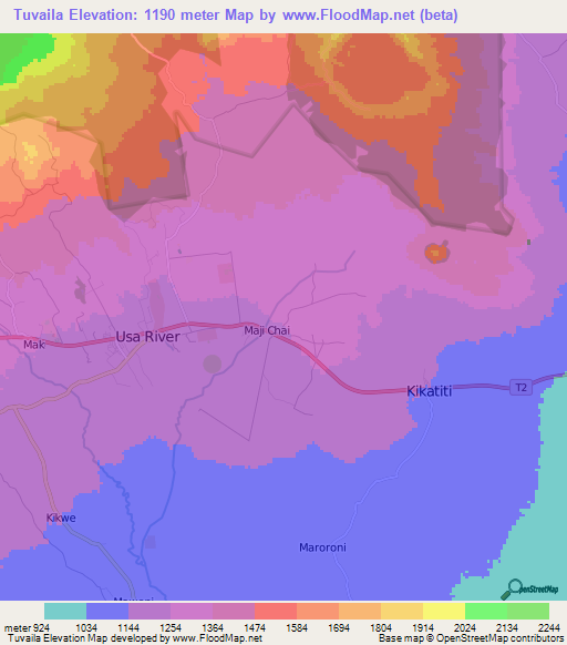 Tuvaila,Tanzania Elevation Map