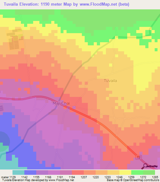 Tuvaila,Tanzania Elevation Map