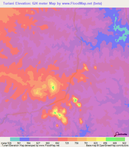 Turiani,Tanzania Elevation Map