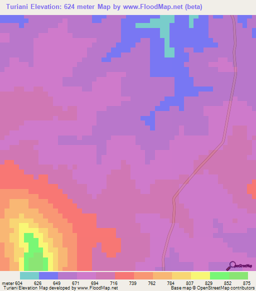 Turiani,Tanzania Elevation Map