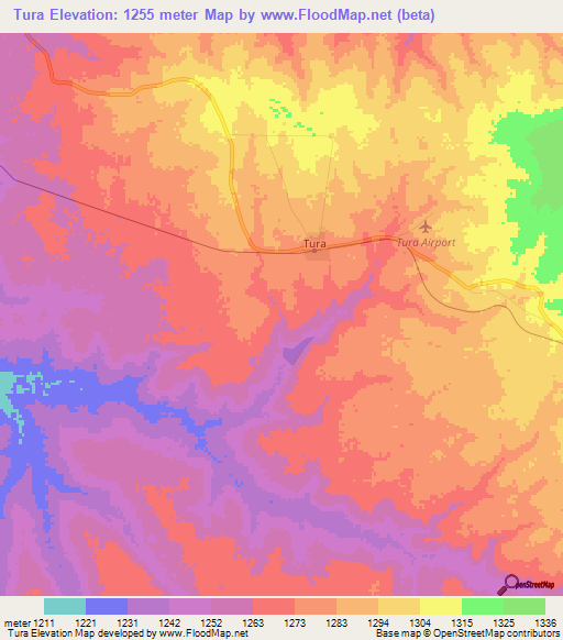 Tura,Tanzania Elevation Map