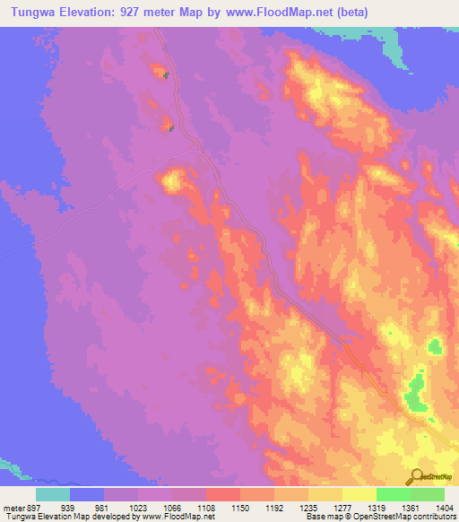 Tungwa,Tanzania Elevation Map