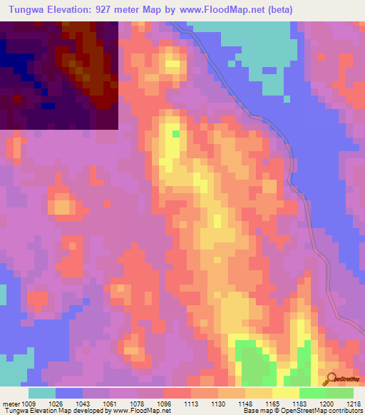 Tungwa,Tanzania Elevation Map