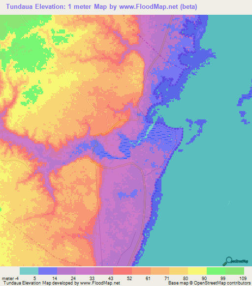 Tundaua,Tanzania Elevation Map