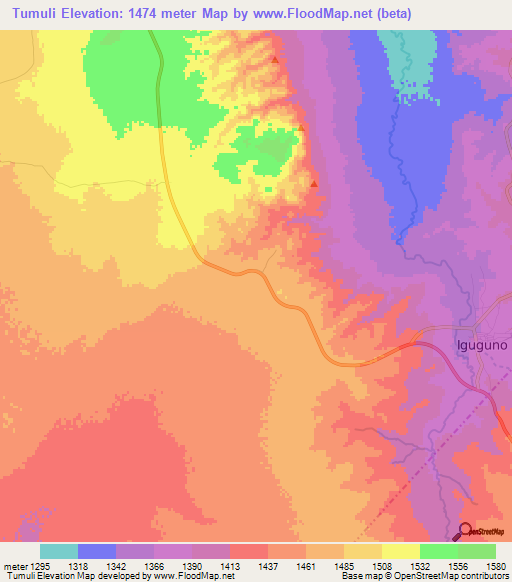 Tumuli,Tanzania Elevation Map