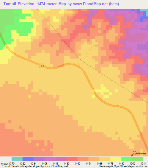 Tumuli,Tanzania Elevation Map