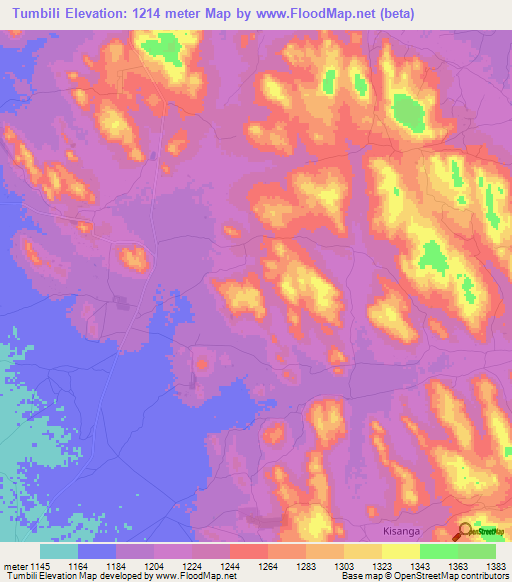 Tumbili,Tanzania Elevation Map