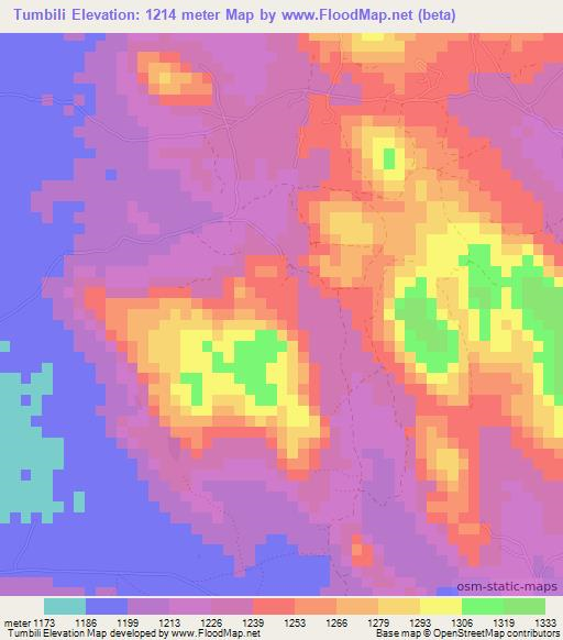 Tumbili,Tanzania Elevation Map