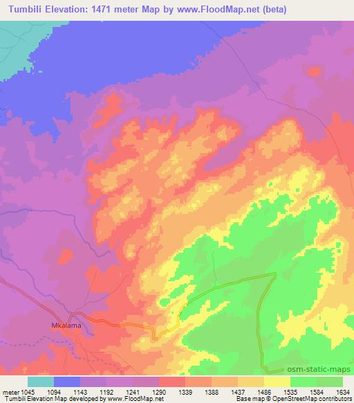 Tumbili,Tanzania Elevation Map