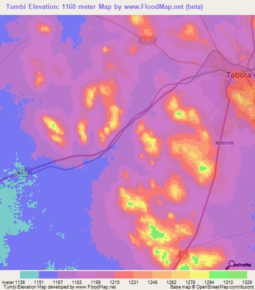 Tumbi,Tanzania Elevation Map