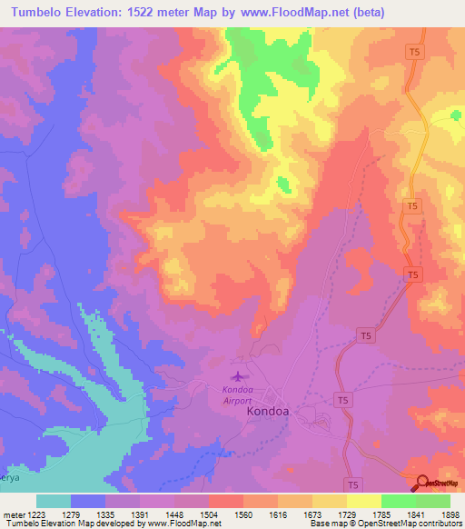 Tumbelo,Tanzania Elevation Map