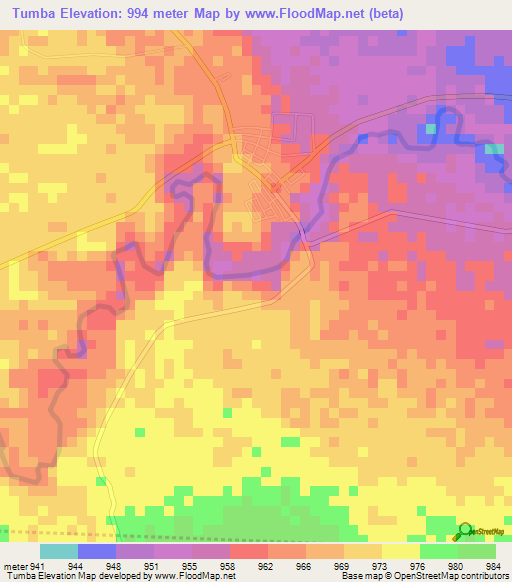 Tumba,Tanzania Elevation Map