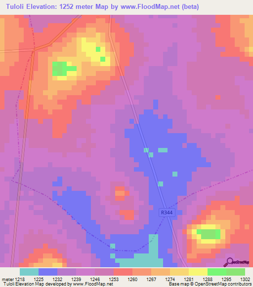 Tuloli,Tanzania Elevation Map