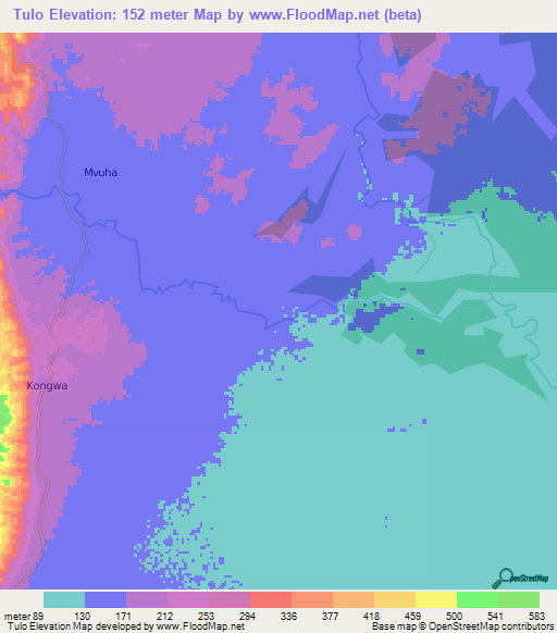 Tulo,Tanzania Elevation Map