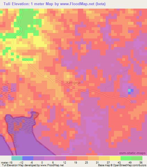 Tuli,Tanzania Elevation Map