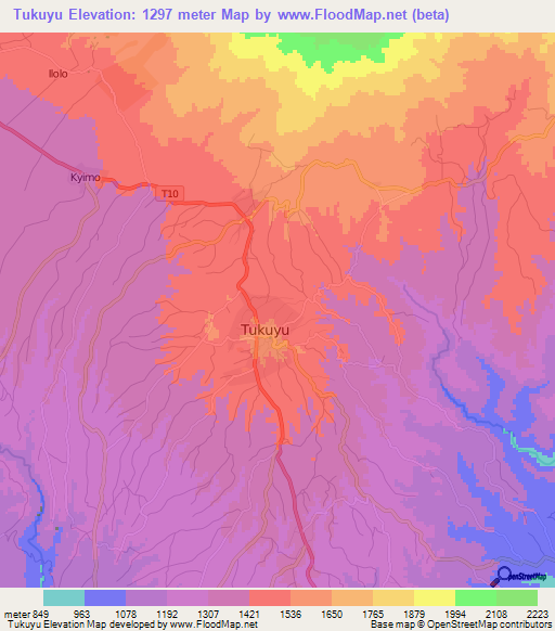 Tukuyu,Tanzania Elevation Map