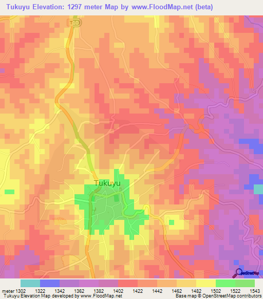 Tukuyu,Tanzania Elevation Map