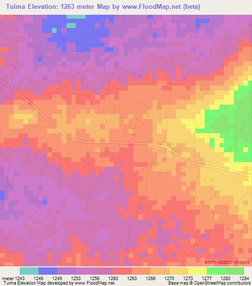 Tuima,Tanzania Elevation Map