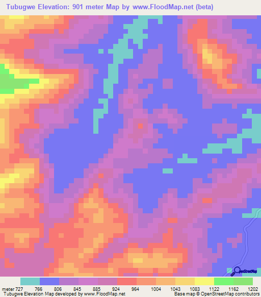 Tubugwe,Tanzania Elevation Map