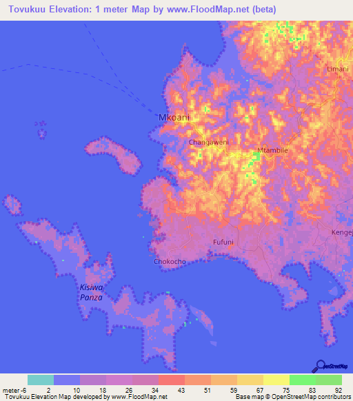 Tovukuu,Tanzania Elevation Map