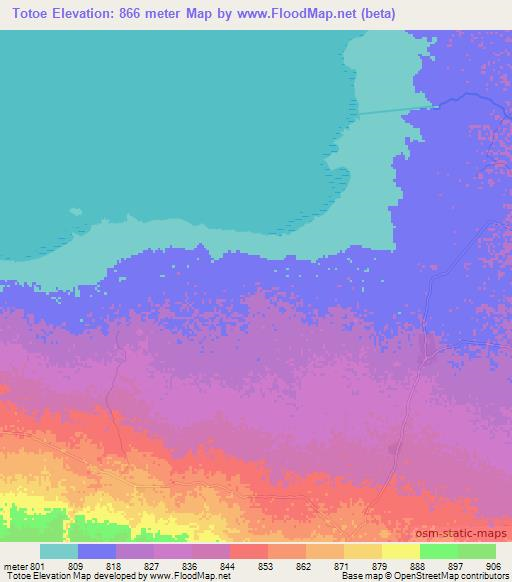 Totoe,Tanzania Elevation Map