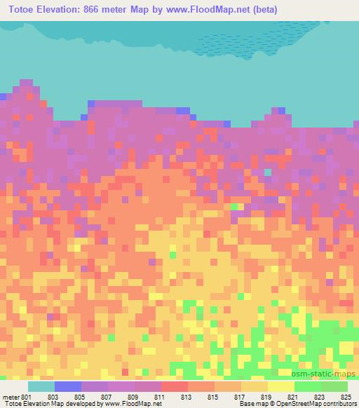 Totoe,Tanzania Elevation Map