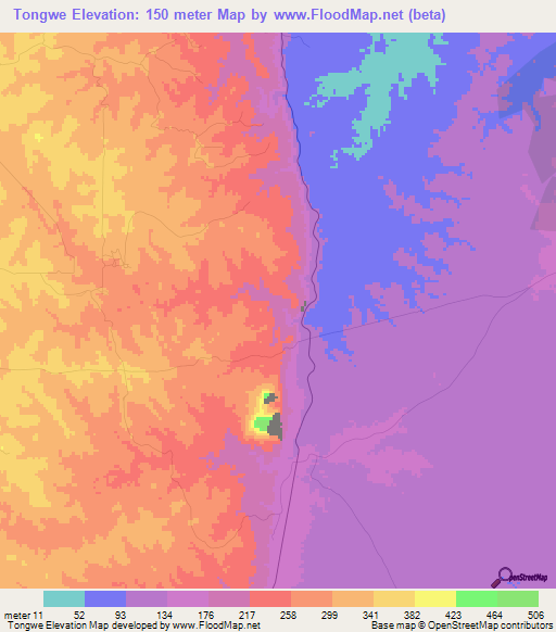 Tongwe,Tanzania Elevation Map