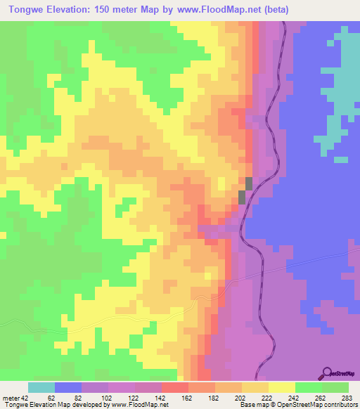 Tongwe,Tanzania Elevation Map