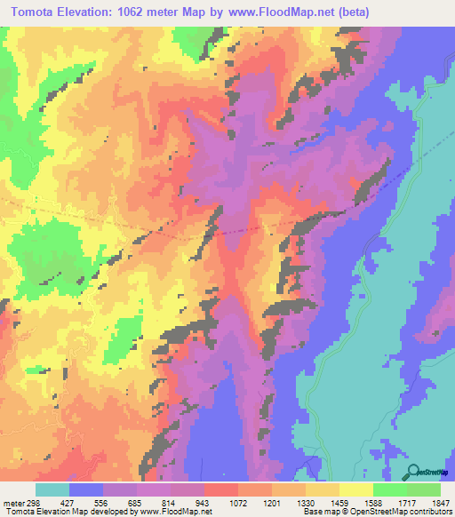 Tomota,Tanzania Elevation Map