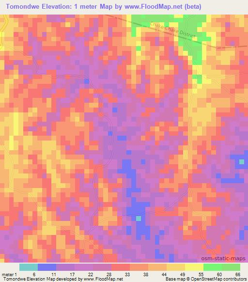 Tomondwe,Tanzania Elevation Map