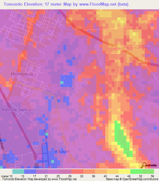 Tomondo,Tanzania Elevation Map