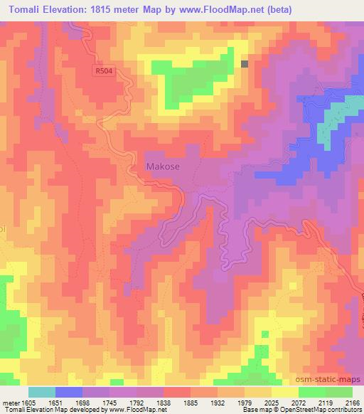 Tomali,Tanzania Elevation Map