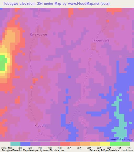 Tobugwe,Tanzania Elevation Map