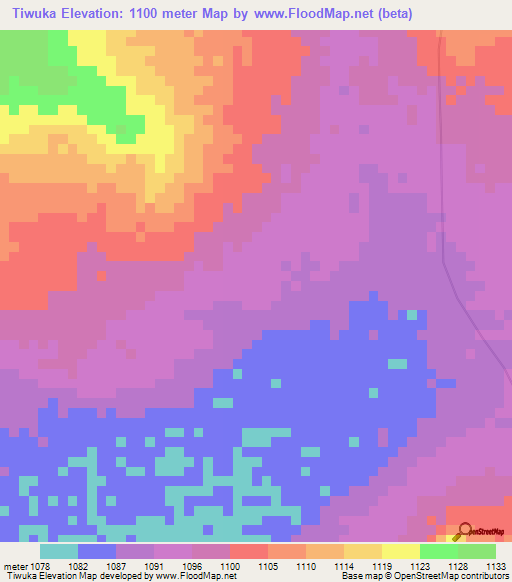 Tiwuka,Tanzania Elevation Map