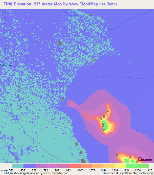 Tiriti,Tanzania Elevation Map