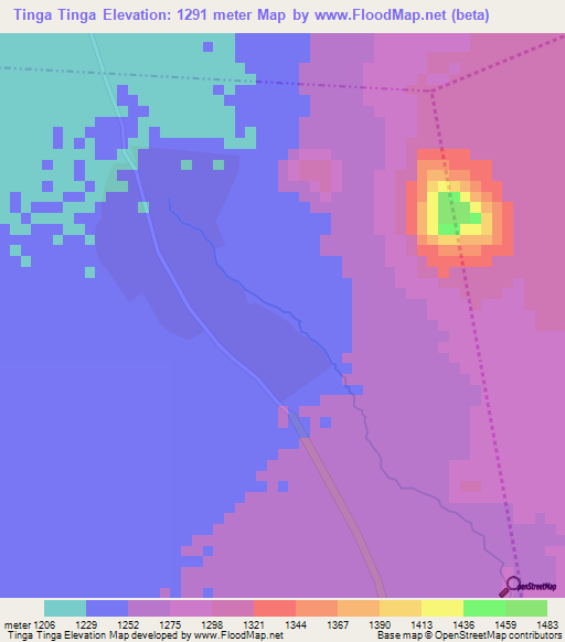 Tinga Tinga,Tanzania Elevation Map