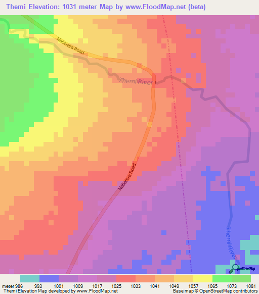 Themi,Tanzania Elevation Map