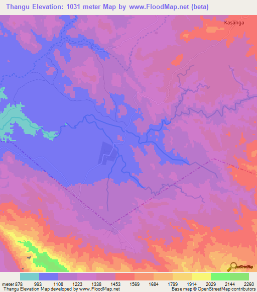 Thangu,Tanzania Elevation Map